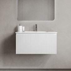 Тумба подвесная Sancos Snob R 1.0 с накладной раковиной Element, 80см, Bianco, SNR1.080W + CN7005 Тумба подвесная Sancos Snob R 1.0 с накладной раковиной Element, 80см, Bianco, SNR1.080W + CN7005