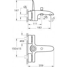 Смеситель для ванны/душа VitrA T4 A42451 Смеситель для ванны/душа VitrA T4 A42451